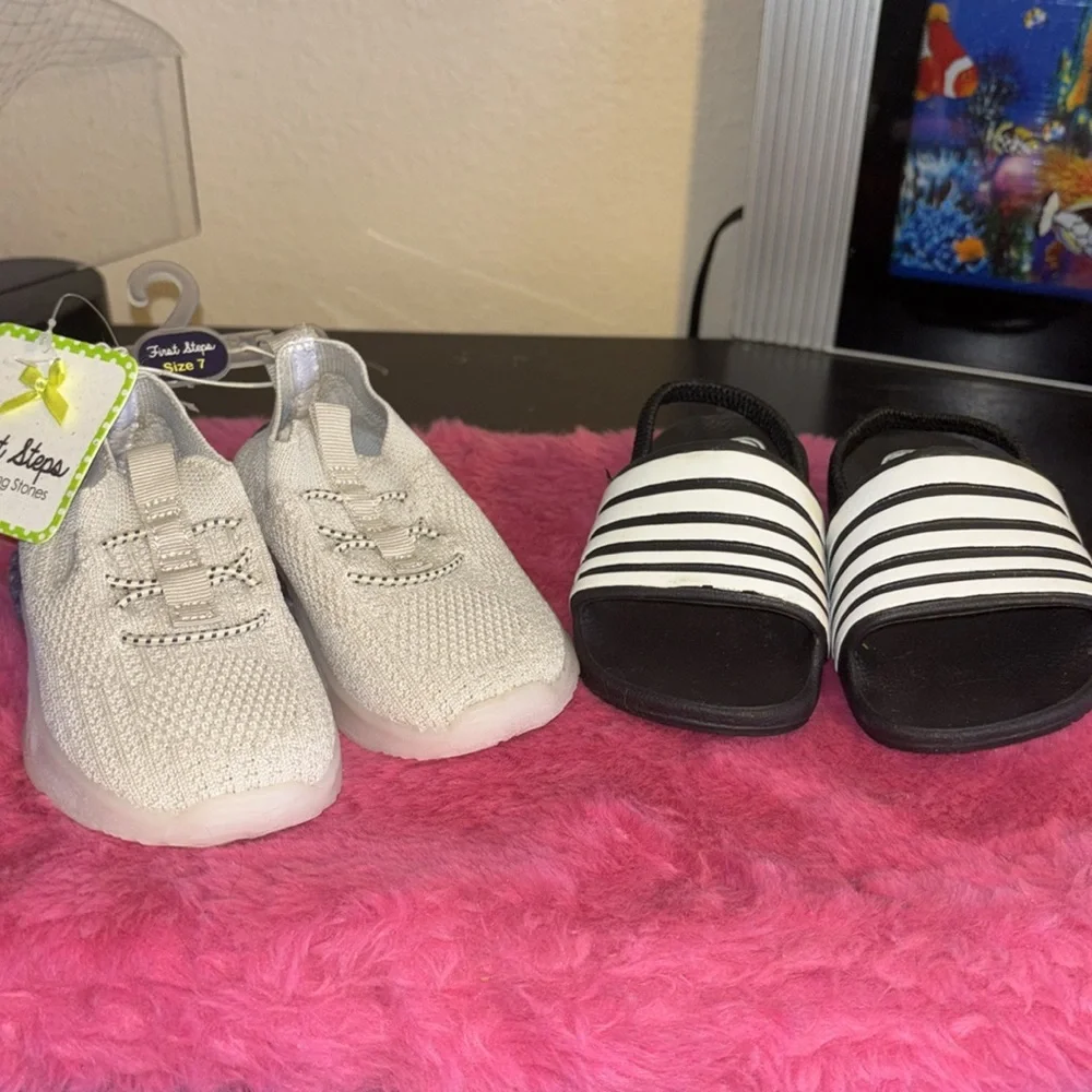 NWT First Steps Toddler Boy Water Shoes and Wonder Nation Slide Sandler with e